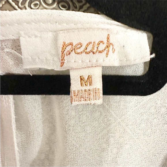 PEACH Sheer Lace Puff Sleeve Top - Picture 3 of 3